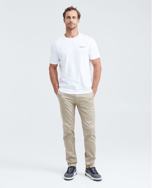 Camiseta Slim Fit con Estampado Cuello Redondo en Algodón más Grueso para Hombre