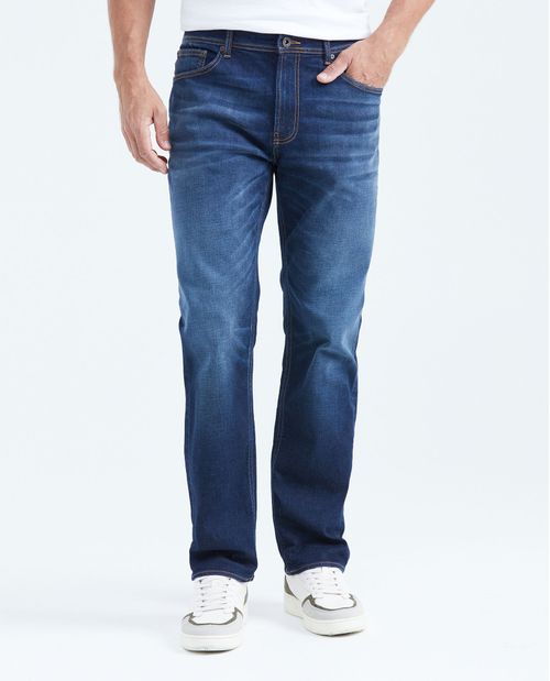Jean Relaxed Fit Tiro Alto Boot Cut Azul Oscuro para Hombre