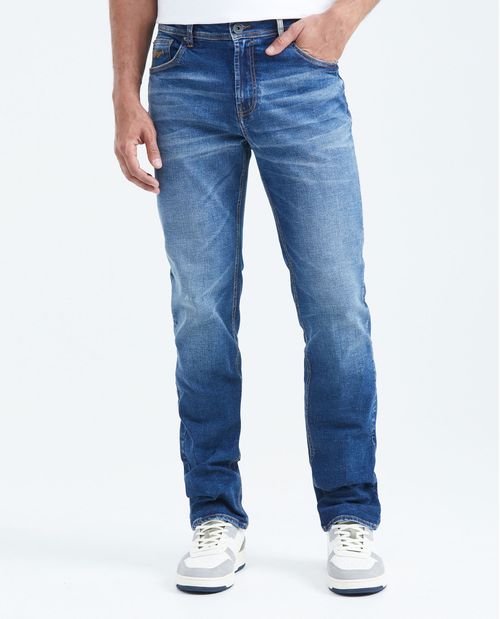 Jean Straight Fit Tiro Medio Boot Cut Azul Medio para Hombre