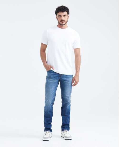 Jean Straight Fit Tiro Medio Boot Cut Azul Medio para Hombre