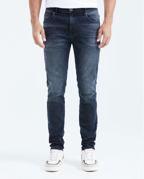 Jean Súper Slim Fit Tiro Medio Bota Super Slim Azul Ultra Oscuro para Hombre