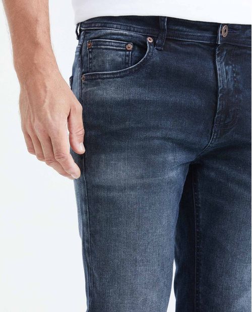 Jean Súper Slim Fit Tiro Medio Bota Super Slim Azul Ultra Oscuro para Hombre