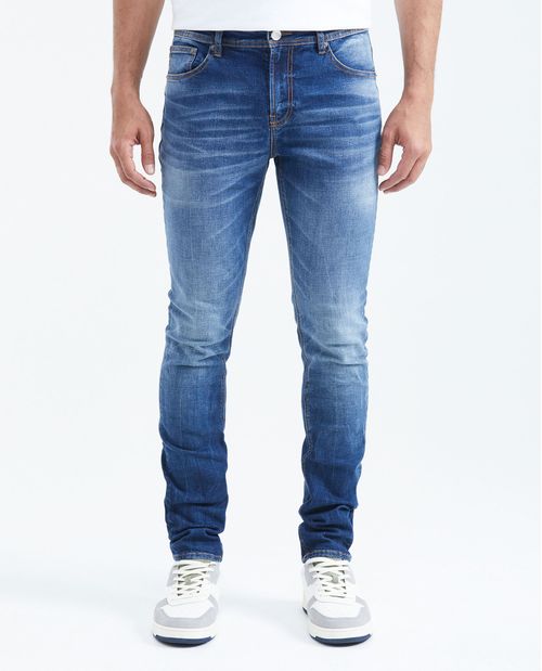 Jean Súper Slim Fit Tiro Bajo Bota Super Slim Azul Medio para Hombre