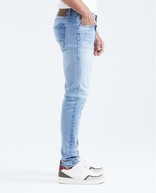 Jean Súper Slim Fit Tiro Bajo Bota Super Slim Azul Claro para Hombre