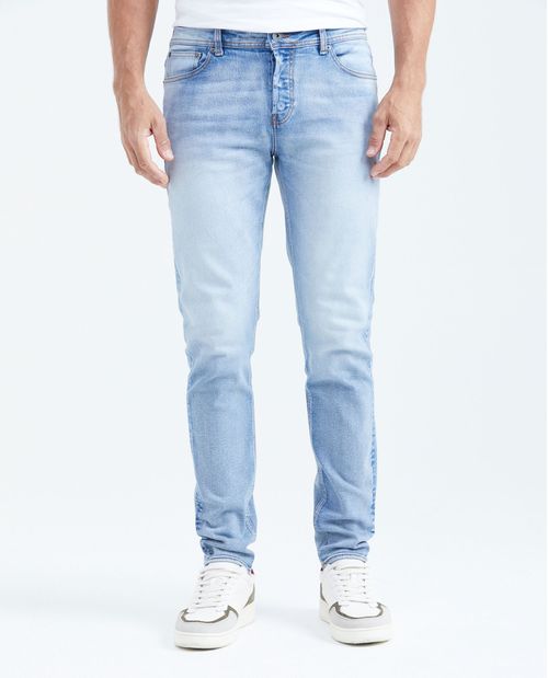 Jean Súper Slim Fit Tiro Bajo Bota Super Slim Azul Claro para Hombre