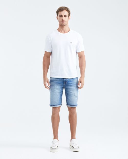 Bermuda en Denim Straight Fit Azul Oscuro para Hombre