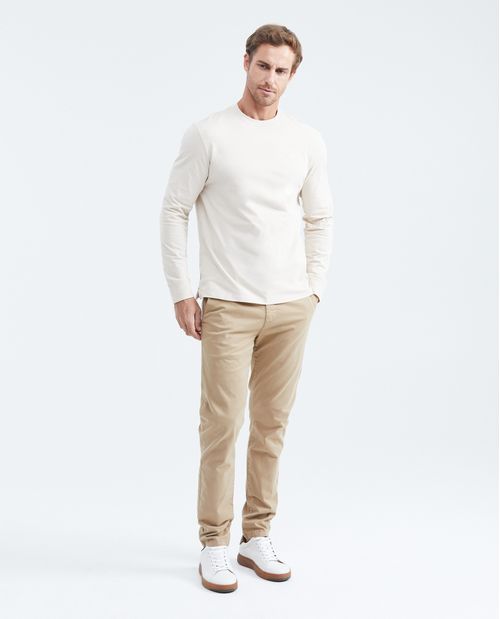 Camiseta Básica Classic Fit Cuello Redondo en Algodón más Grueso para Hombre