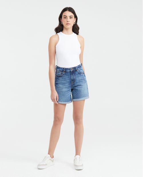 Short en Denim High Rise Azul Medio para Mujer