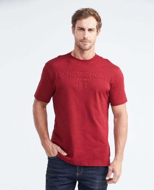 Camiseta Classic Fit con Estampado Cuello Redondo en Algodón más Grueso para Hombre