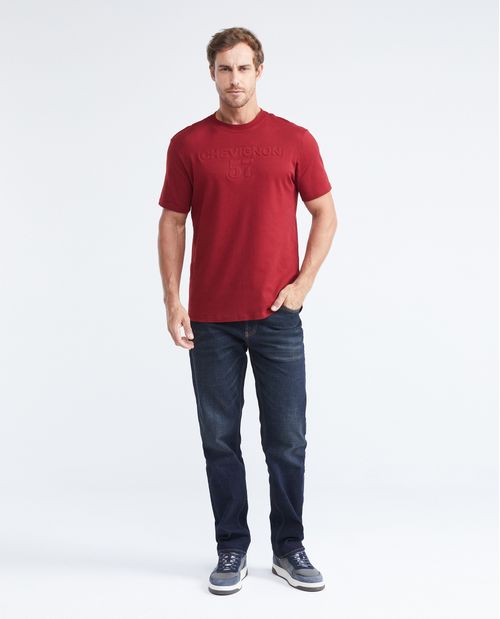 Camiseta Classic Fit con Estampado Cuello Redondo en Algodón más Grueso para Hombre