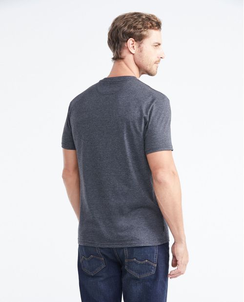Camiseta Slim Fit Cuello Redondo en Algodón más Grueso Efecto Jaspe para Hombre