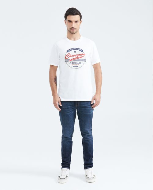 Camiseta Slim Fit Estampada Cuello Redondo para Hombre