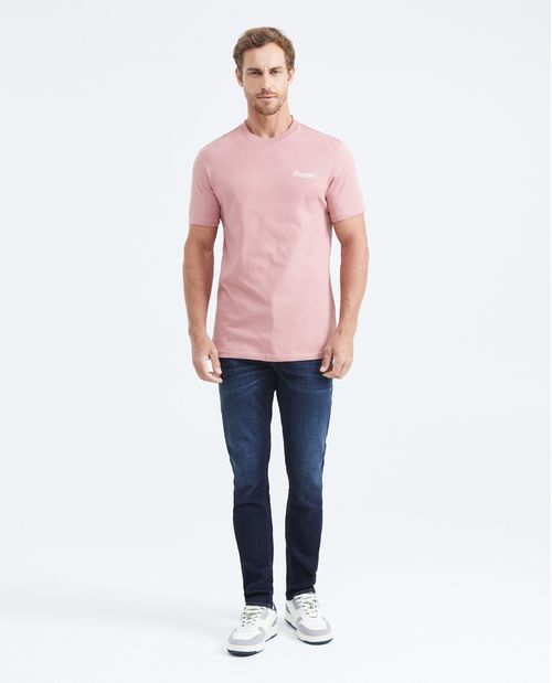 Camiseta Slim Fit con Bordado Cuello Redondo para Hombre
