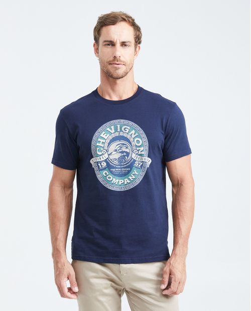 Camiseta Slim Fit Estampada Cuello Redondo para Hombre