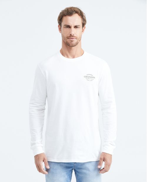 Camiseta Classic Fit Manga Larga con Estampado para Hombre