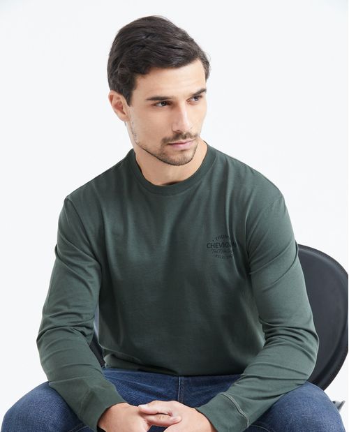Camiseta Classic Fit Manga Larga con Estampado para Hombre