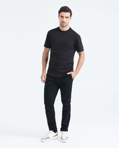 Camiseta Slim Fit Estampada Cuello Redondo en Algodón más Grueso para Hombre