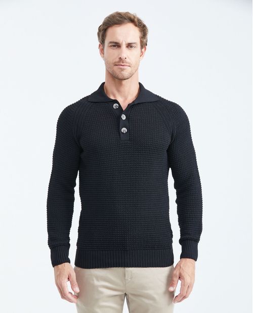 Suéter Tejido Tipo Polo para Hombre