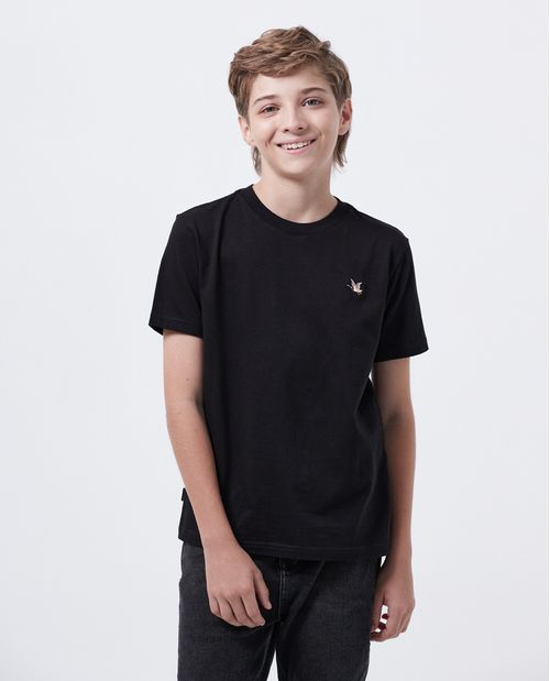 Camiseta Básica Straight Fit Cuello Redondo en Algodón para Niño