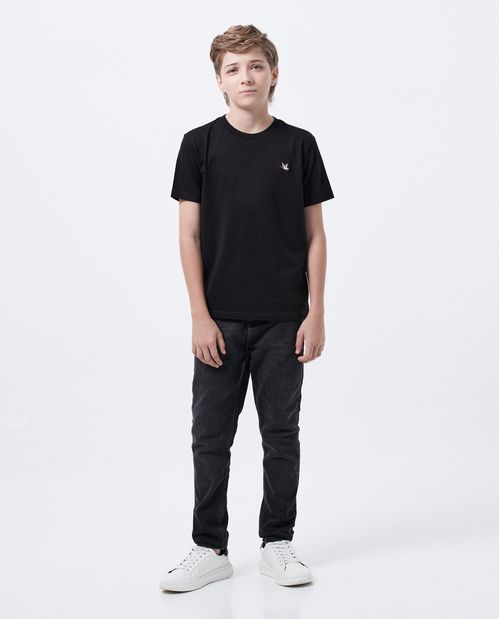 Camiseta Básica Straight Fit Cuello Redondo en Algodón para Niño