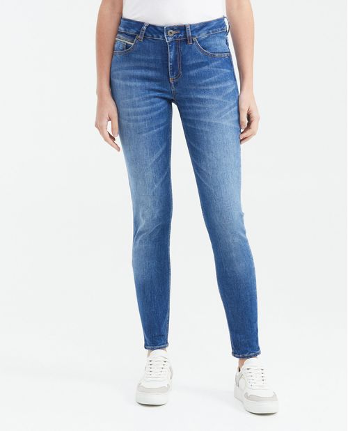 Jean Low Rise Bota Slim Azul Medio para Mujer