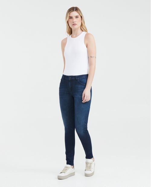 Jean High Rise Bota Slim Azul Oscuropara Mujer