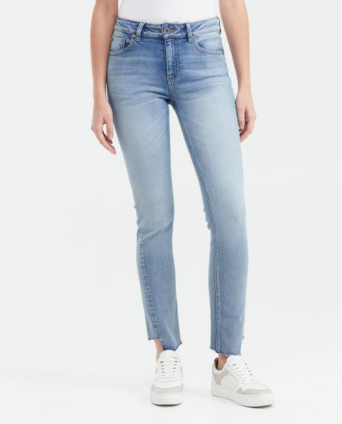 Jean High Rise Bota Slim Azul Medio para Mujer