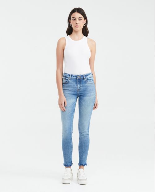 Jean High Rise Bota Slim Azul Claro para Mujer
