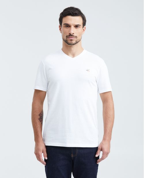 Camiseta Básica Slim fit Cuello en V en Algodón para Hombre