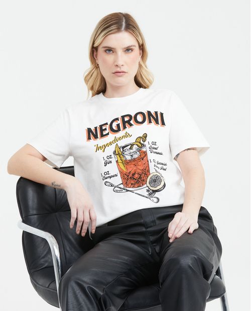 Camiseta Oversize Estampada con Detalle de Piedras para Mujer