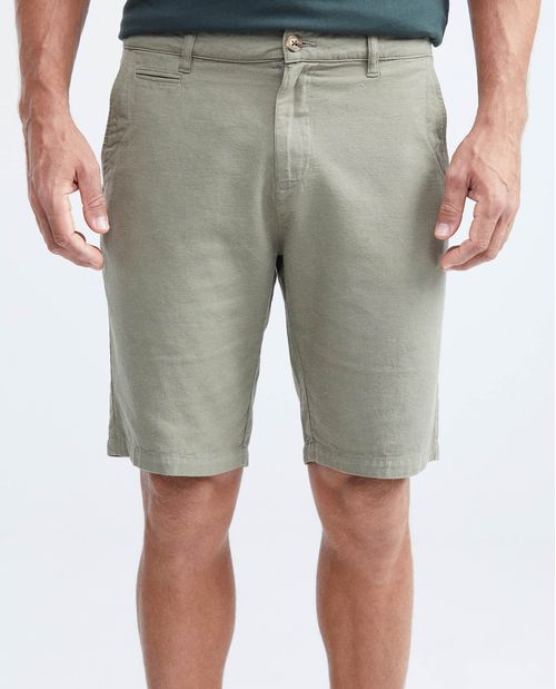 Bermuda Regular Fit en Algodón y Lino para Hombre