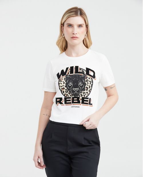 Camiseta Estampada con Detalles Aterciopelados para Mujer