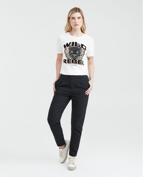 Camiseta Estampada con Detalles Aterciopelados para Mujer