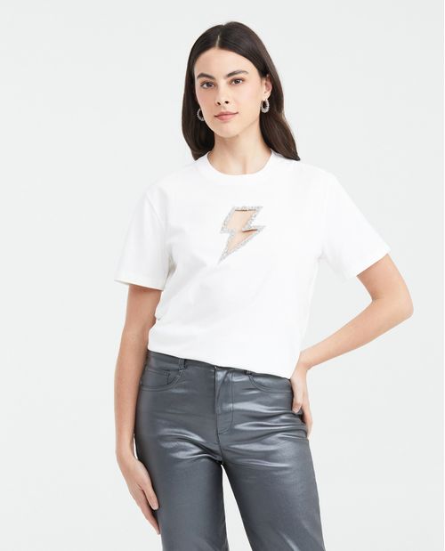 Camiseta Oversize Estampada con Corte Láser para Mujer