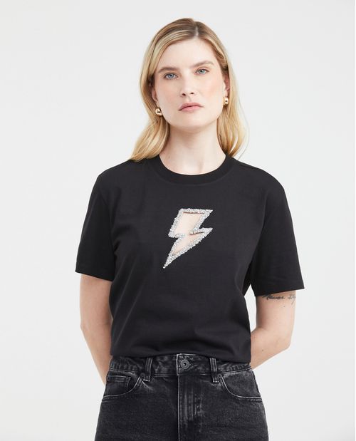 Camiseta Oversize Estampada con Corte Láser para Mujer