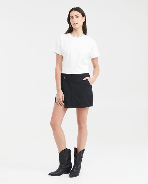 Camiseta Silueta Amplia con Flores Bordadas para Mujer