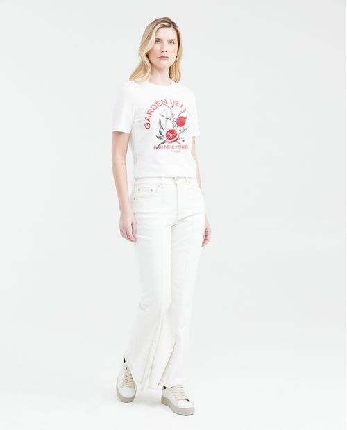 Camiseta Estampada con Detalle de Piedras para Mujer