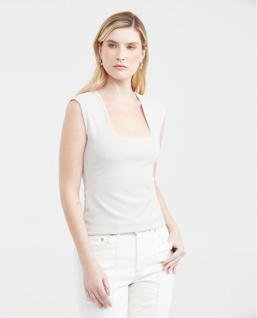 Camiseta Ajustada con Escote Cuadrado para Mujer