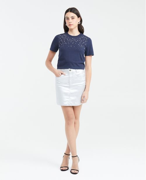 Camiseta con Detalle de Piedras para Mujer