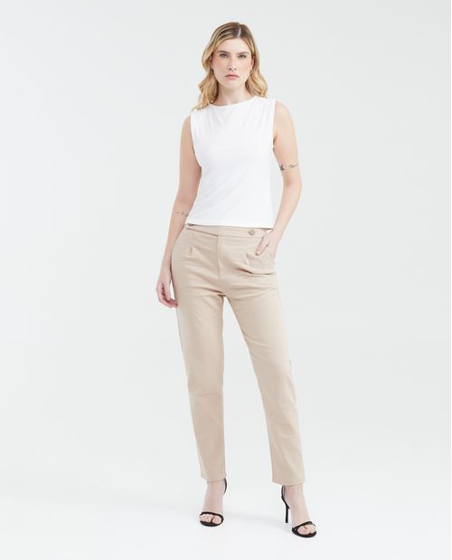 Camiseta Ajustada con Cuello Cuadrado y Manga Sisa para Mujer