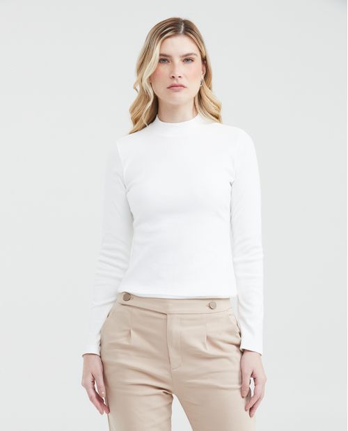Camiseta Súper Ajustada con Cuello Alto para Mujer