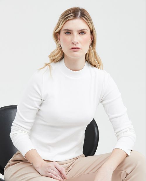 Camiseta Súper Ajustada con Cuello Alto para Mujer