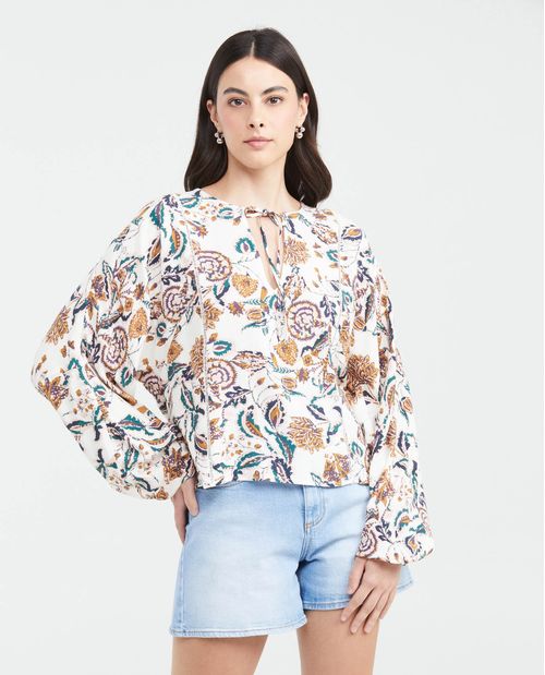 Camisa Bohemia con Estampado Maxi Print para Mujer