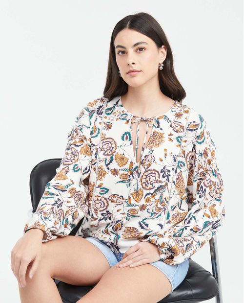 Camisa Bohemia con Estampado Maxi Print para Mujer