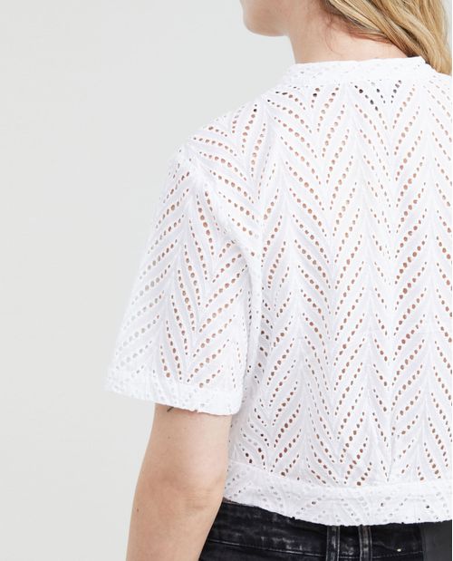 Camisa en Ojalillo con Cuello Nerú para Mujer