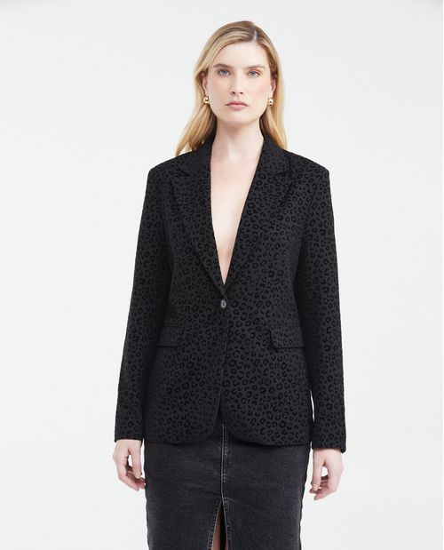 Blazer Animal Print con Acabado Aterciopelado para Mujer
