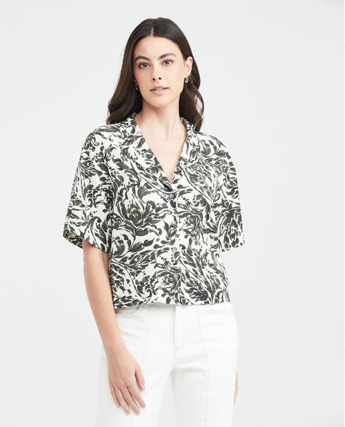 Camisa Resort Silueta Amplia con Estampado Maxi Print para Mujer