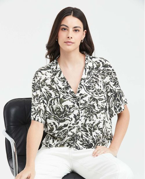 Camisa Resort Silueta Amplia con Estampado Maxi Print para Mujer