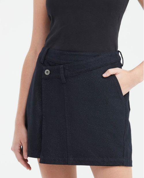 Falda Short Asimétrica con Efecto Brillante para Mujer
