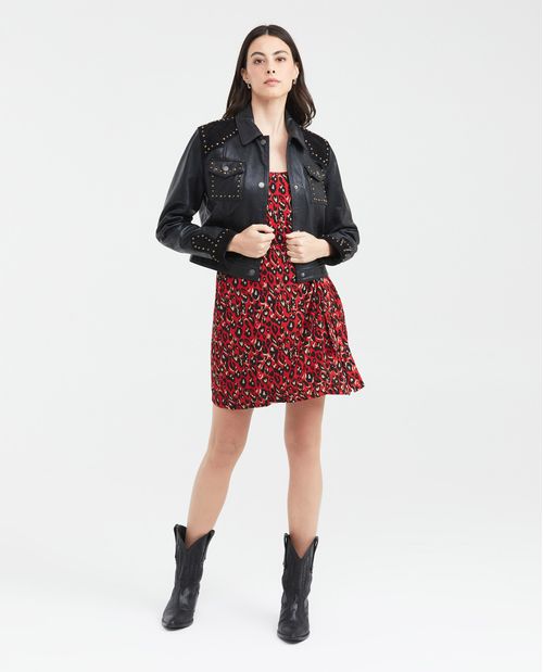 Vestido Corto con Tirantes Silueta Ajustada con Estampado Animal Print para Mujer